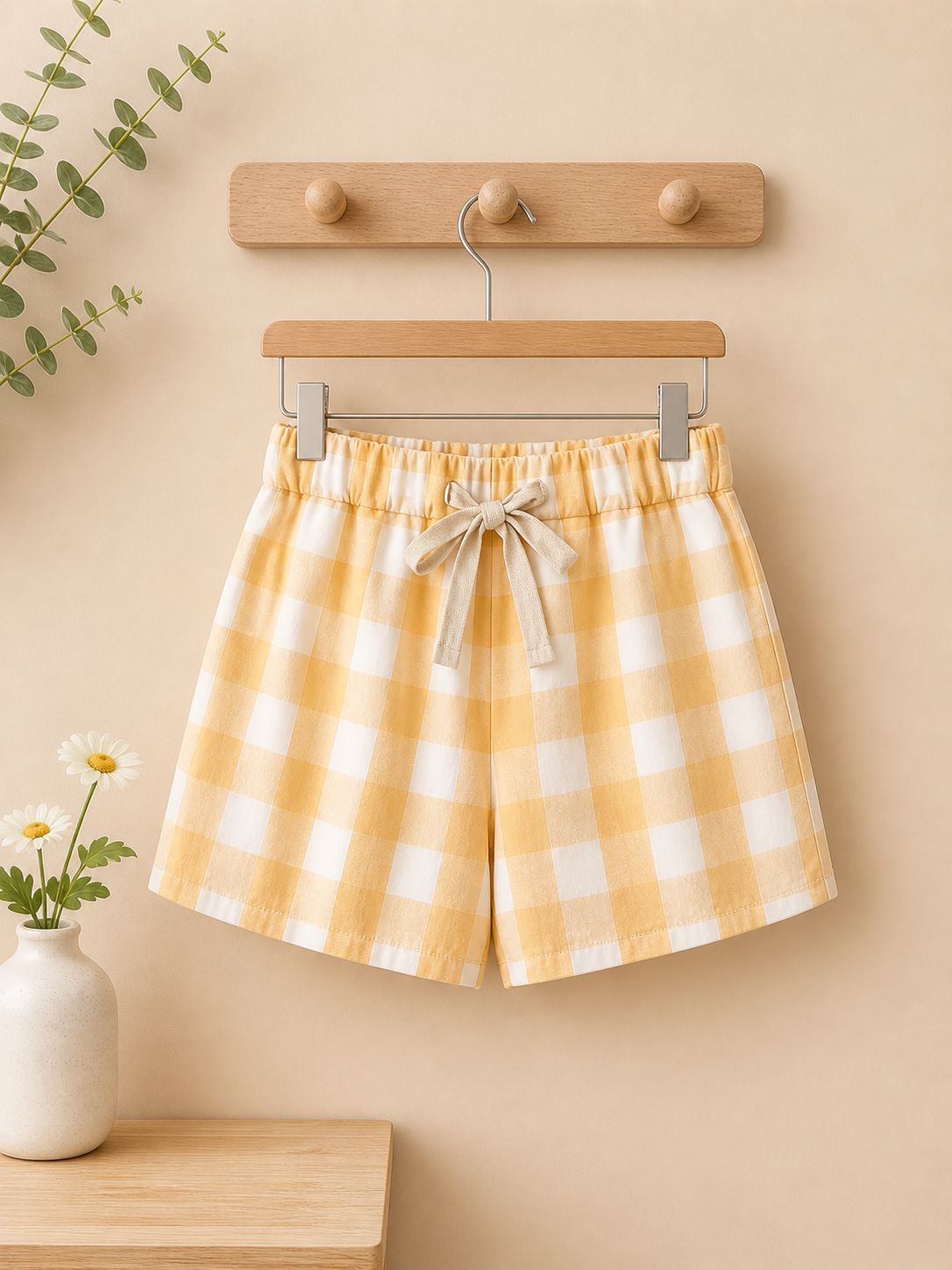 Sunny Lemon Kids Co-ord Set – Soft Cotton Tee & Gingham Shorts
