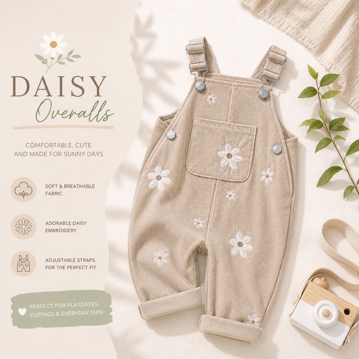 Sunny Daisy Corduroy Dungaree for Kids