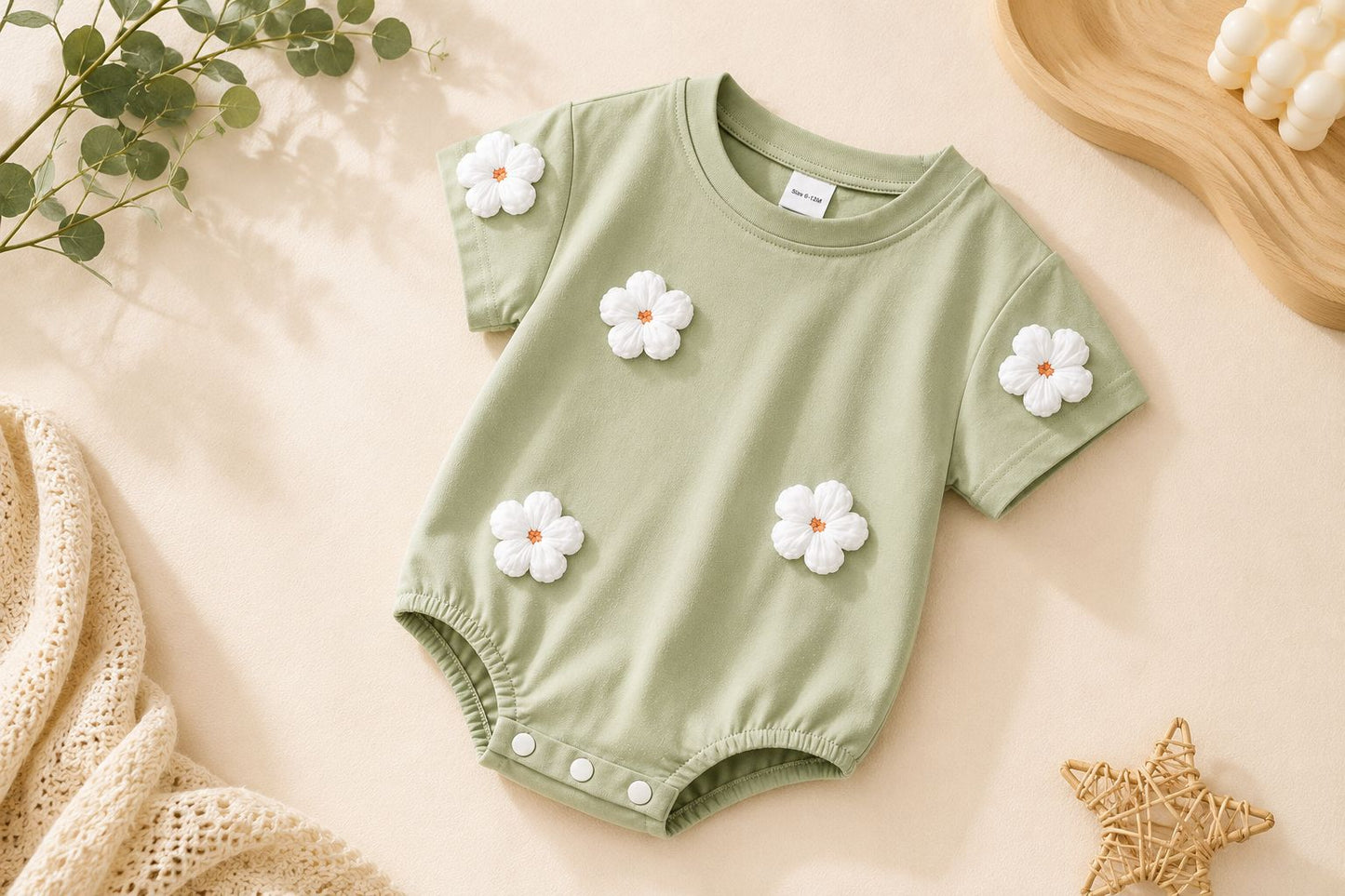 Bloom Bliss Sage Green Baby Romper