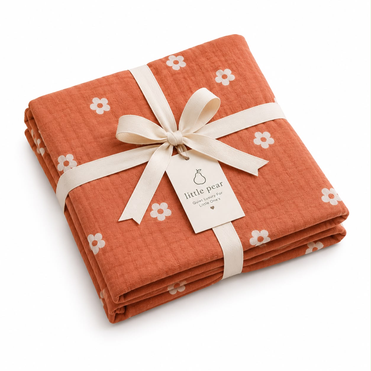 Little Pear Premium Muslin Swaddle – Apricot Blossom Print