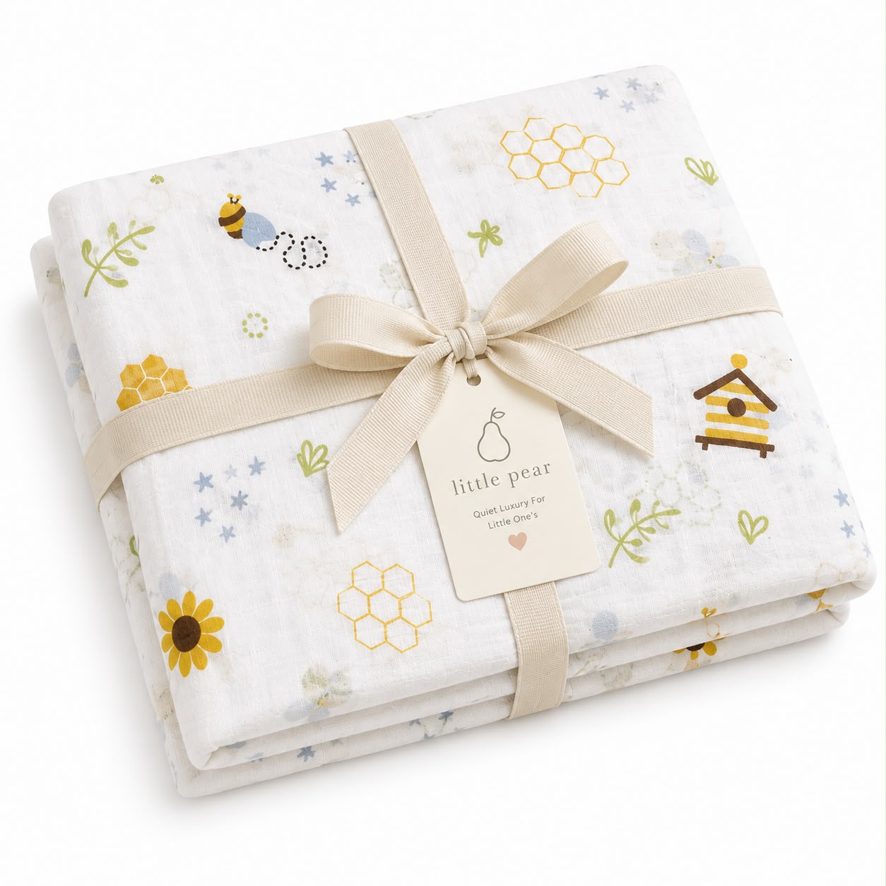 Little Pear Premium Muslin Swaddle – Beehive Print