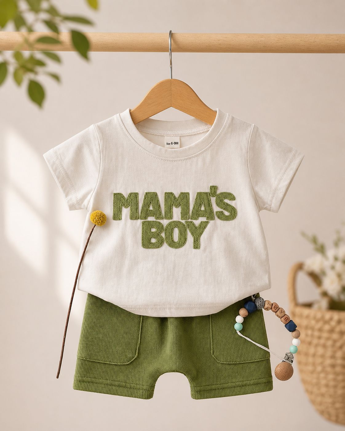 Mama’s Boy Cotton Co-ord Set – Soft Baby Tee & Shorts Set