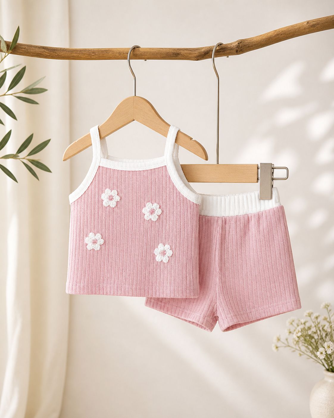 Blush Knit Co-ord Set – Soft Summer Top &amp; Shorts