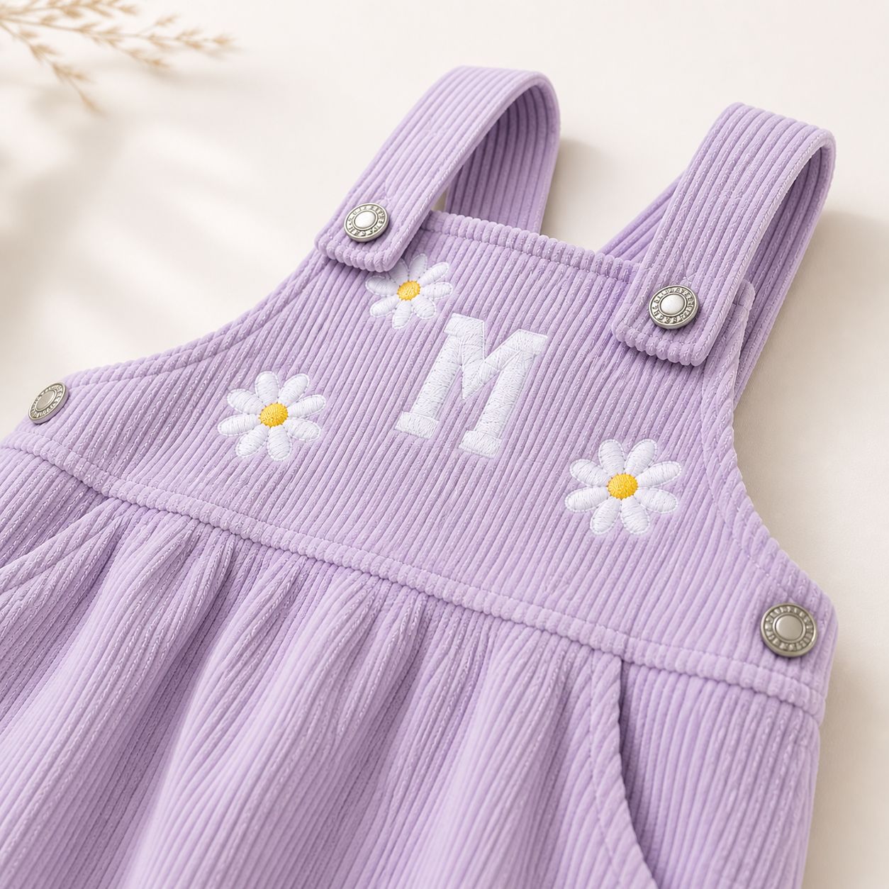 Lavender Daisy Corduroy Pinafore Dress for Kids