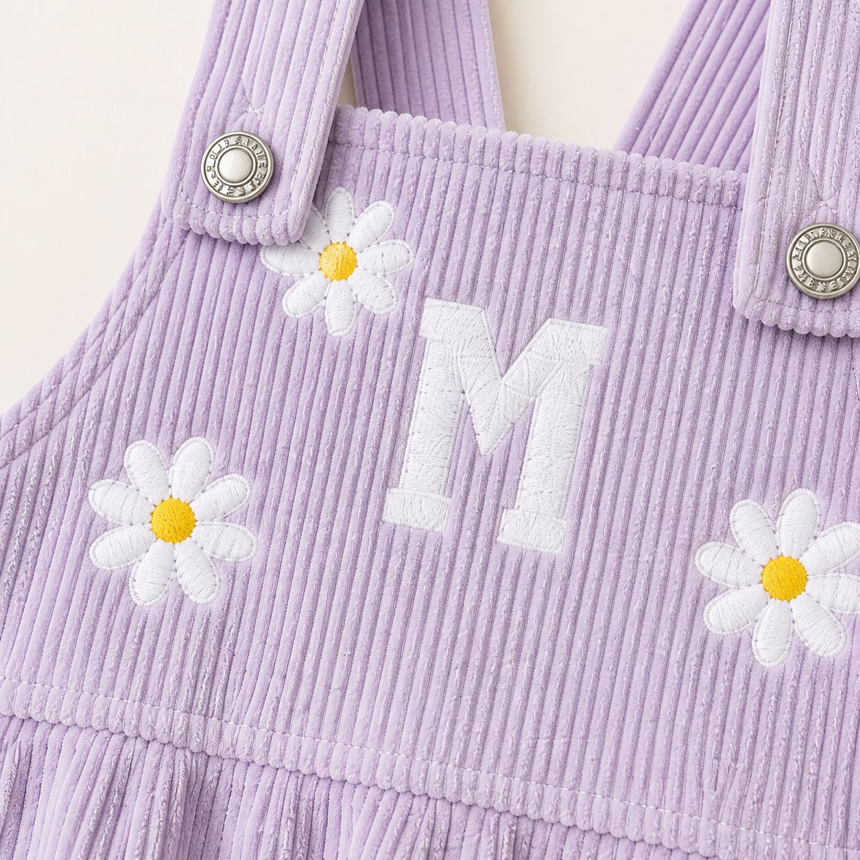 Lavender Daisy Corduroy Pinafore Dress for Kids