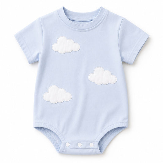 Dreamy Cloud Cotton Baby Romper – Soft Blue Onesie for Infants