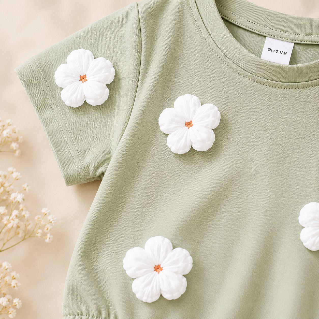 Bloom Bliss Sage Green Baby Romper