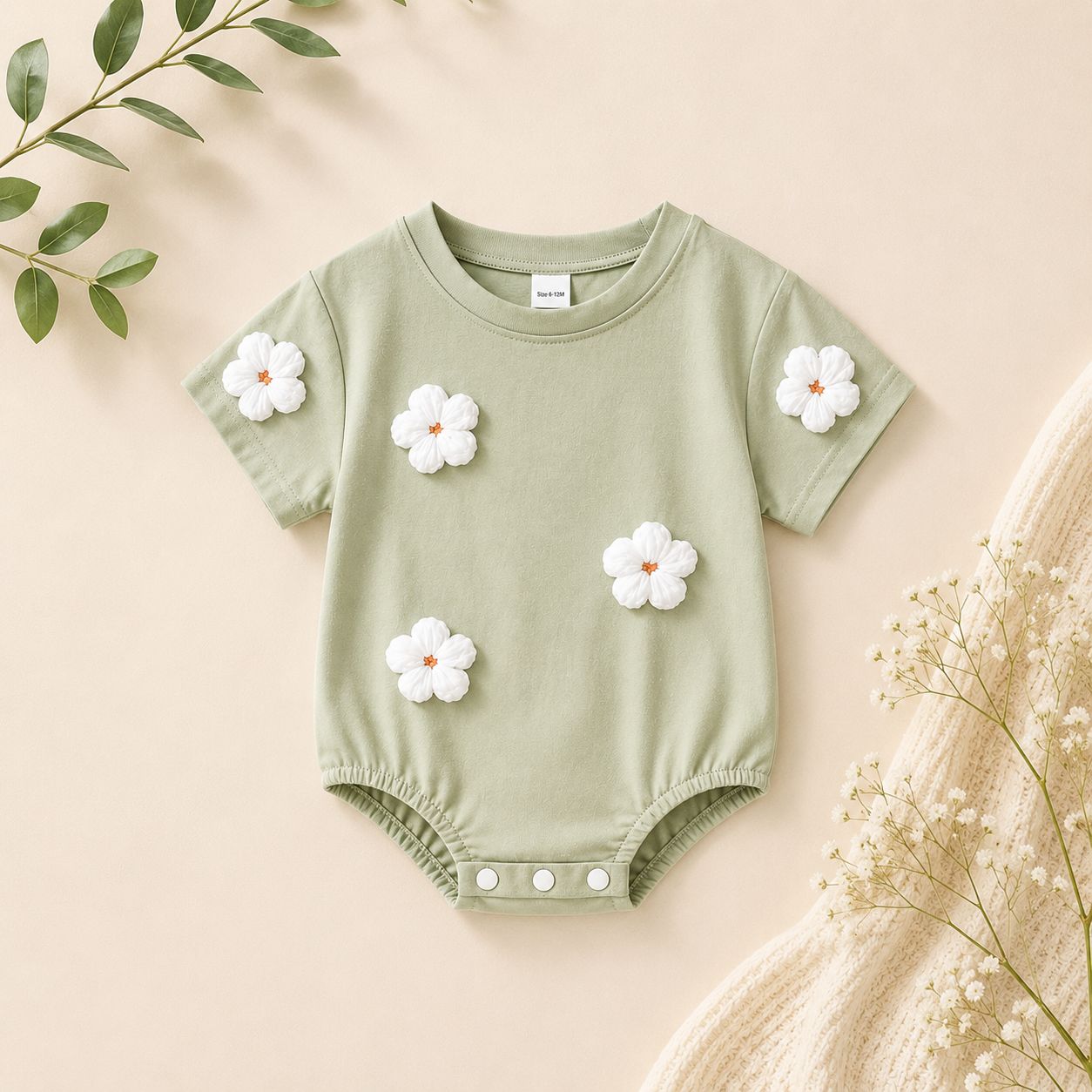 Bloom Bliss Sage Green Baby Romper