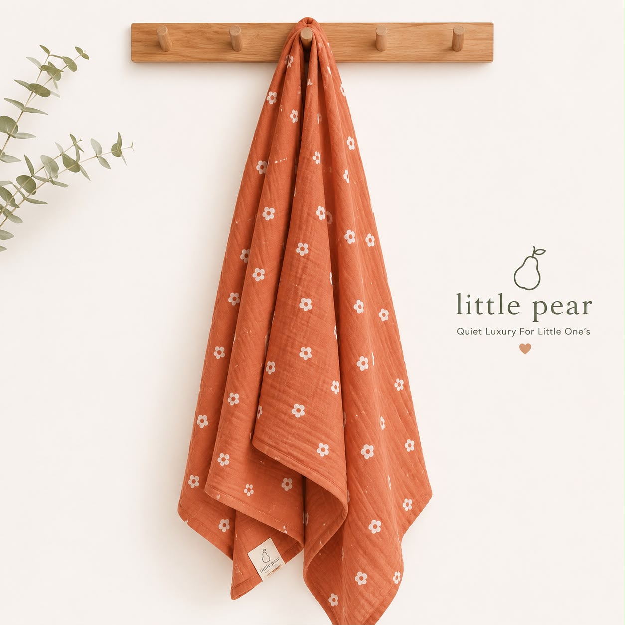 Little Pear Premium Muslin Swaddle – Apricot Blossom Print