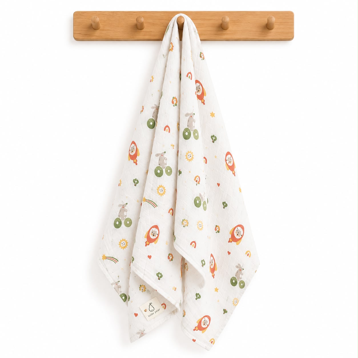 Little Pear Premium Muslin Swaddle – Rocket Print