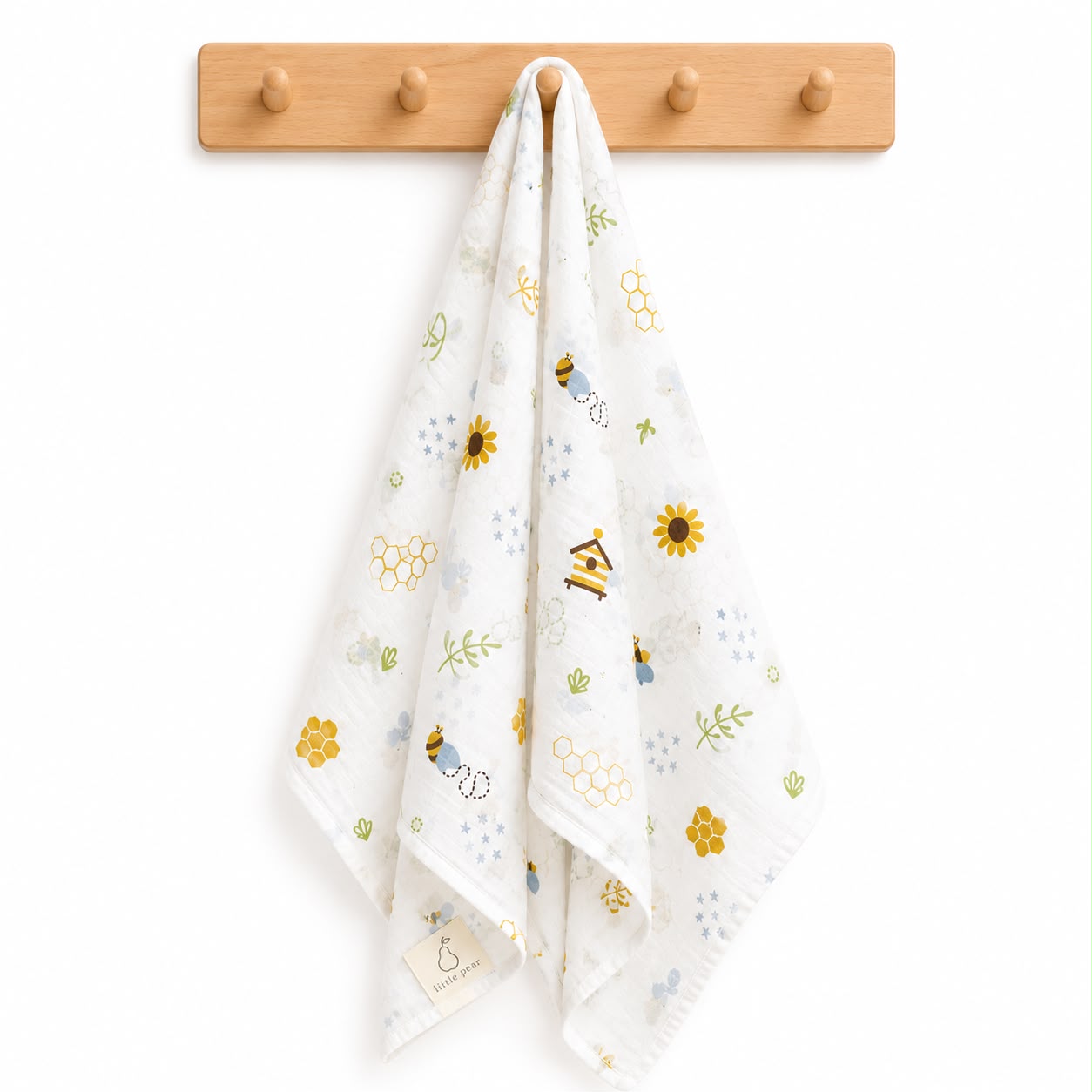 Little Pear Premium Muslin Swaddle – Beehive Print